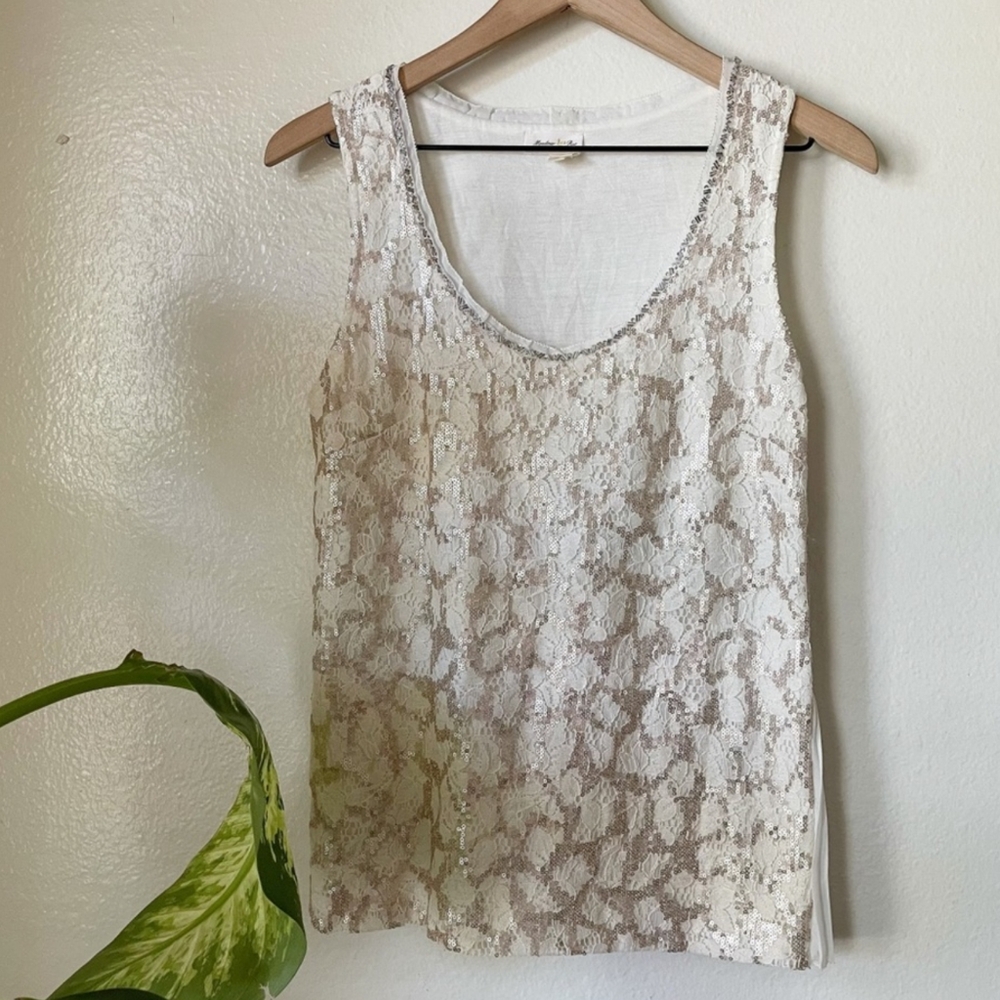 Anthropologie | Glimmerlace Peplum Tank
